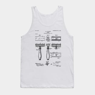 Razor Patent - Barber Art - Black And White Tank Top